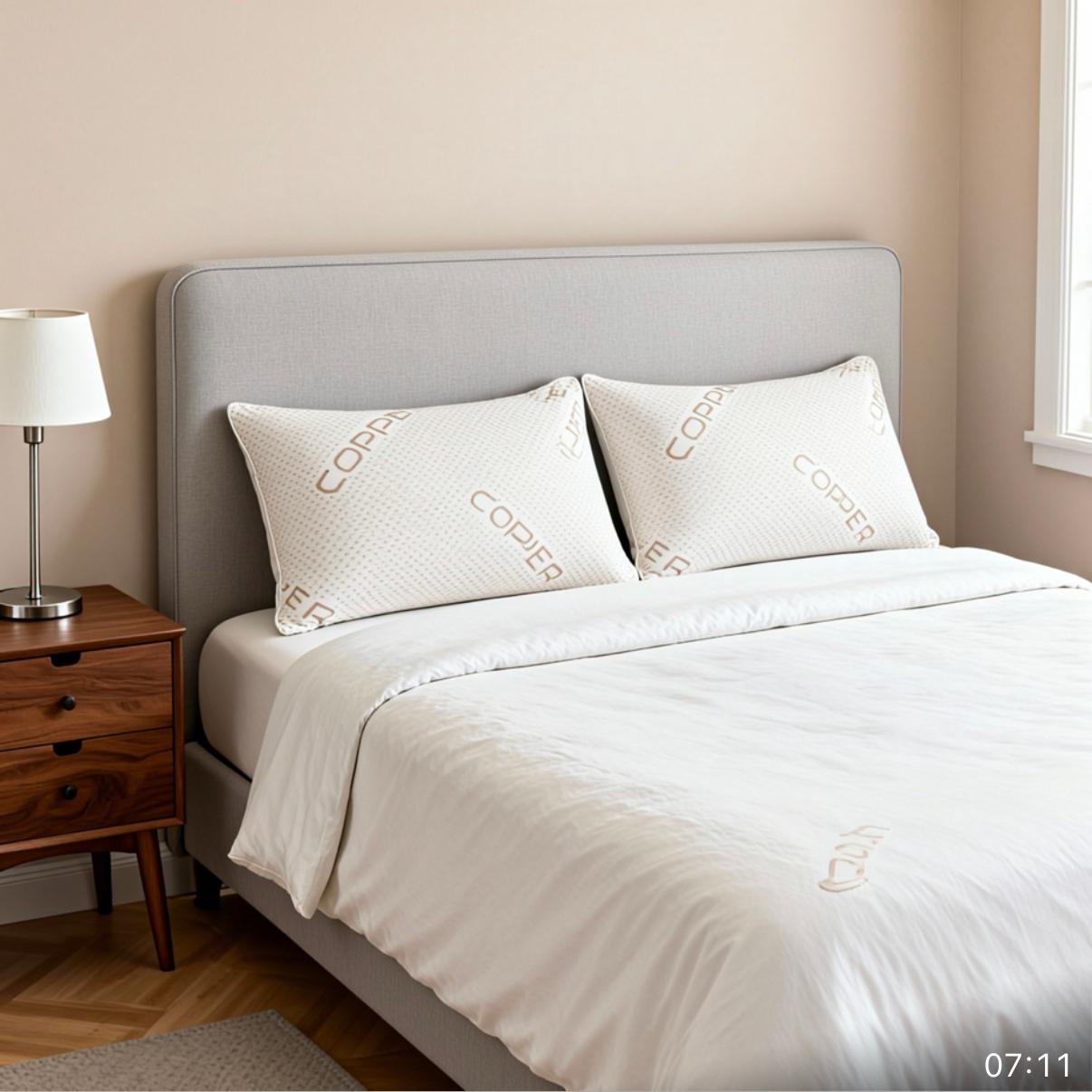 Copper Infused Cooling Support Memory Foam Pillow Pair