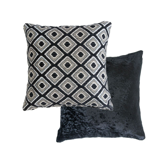 Pisa Black Geometric Jacquard Cushion Cover Pair