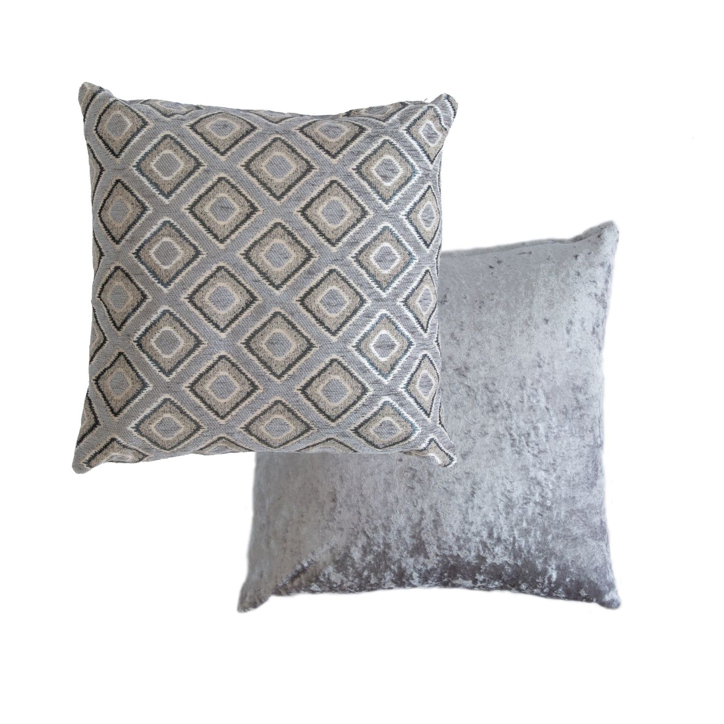 Pisa Silver Grey Geometric Jacquard Cushion Cover Pair