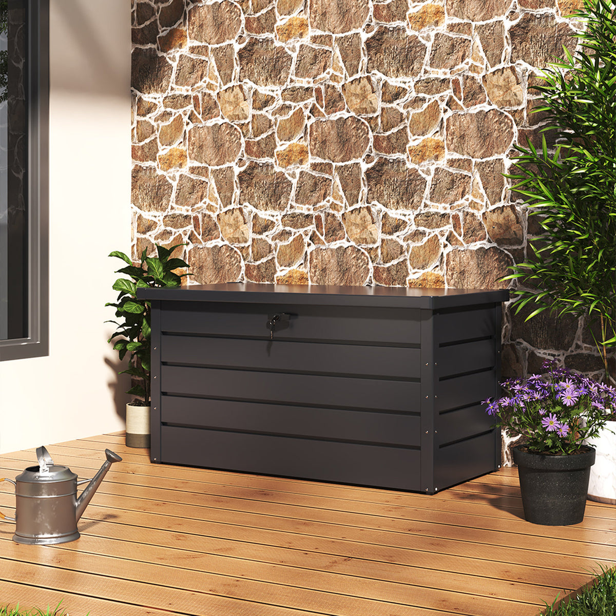 Charcoal Black Steel Garden Storage Box 350L