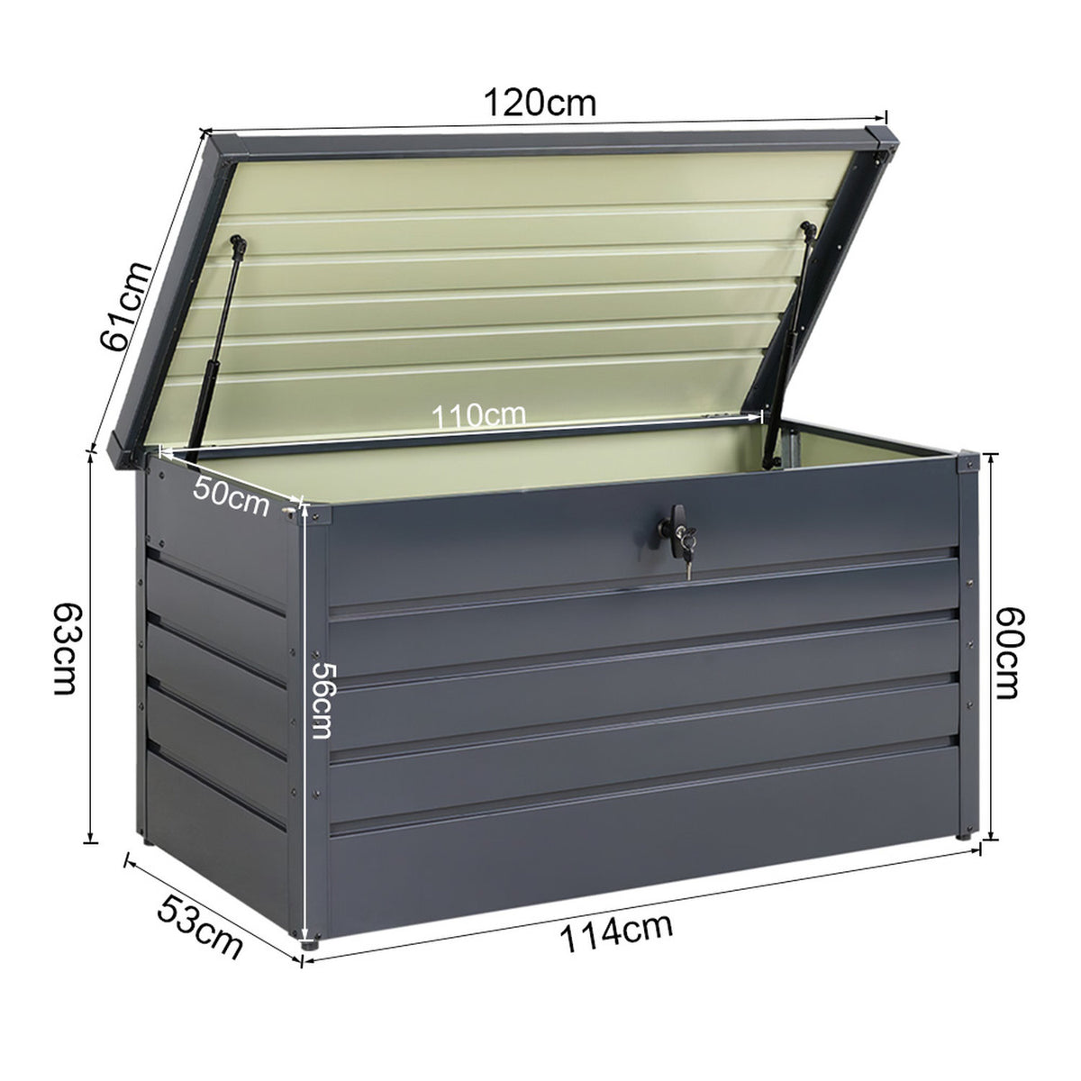 Charcoal Black Steel Garden Storage Box 350L