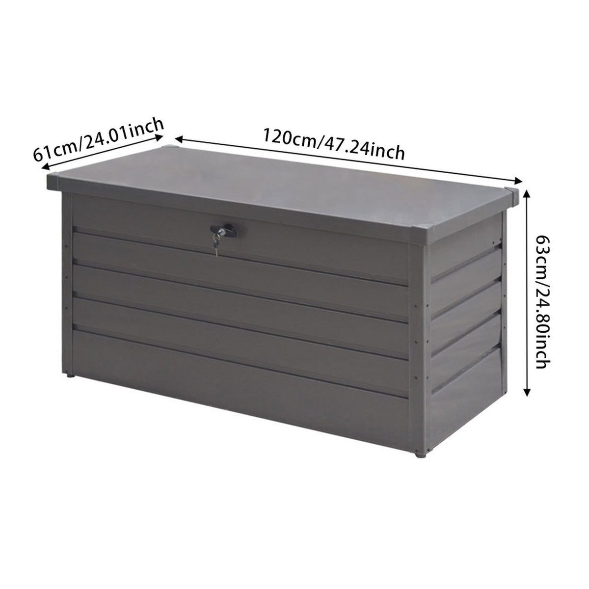 Grey Steel Lockable Garden Storage Box 350L
