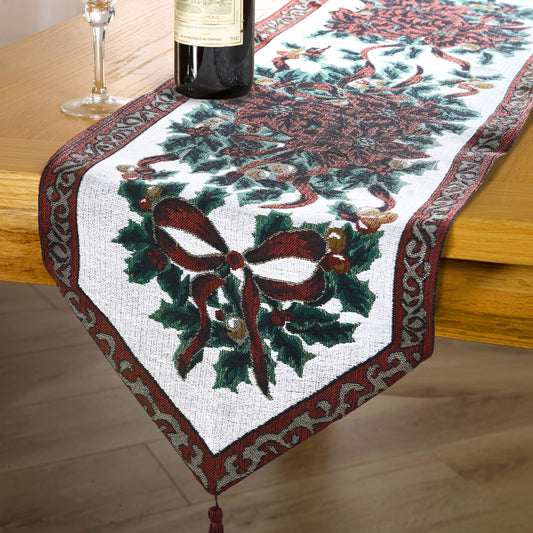 Poinsettia Table Runner in Silver