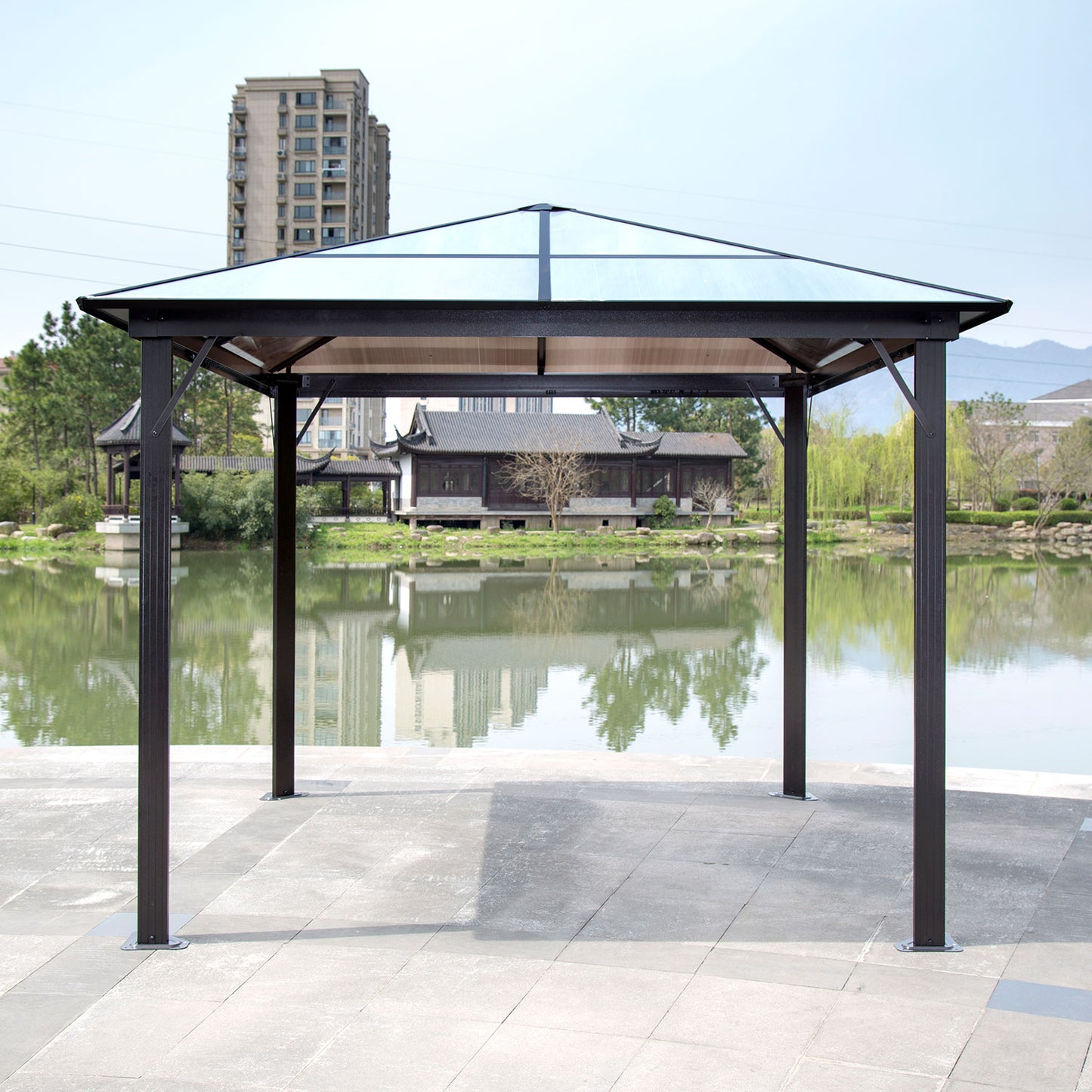 Aspen Taupe Gazebo with Polycarbonate Roof