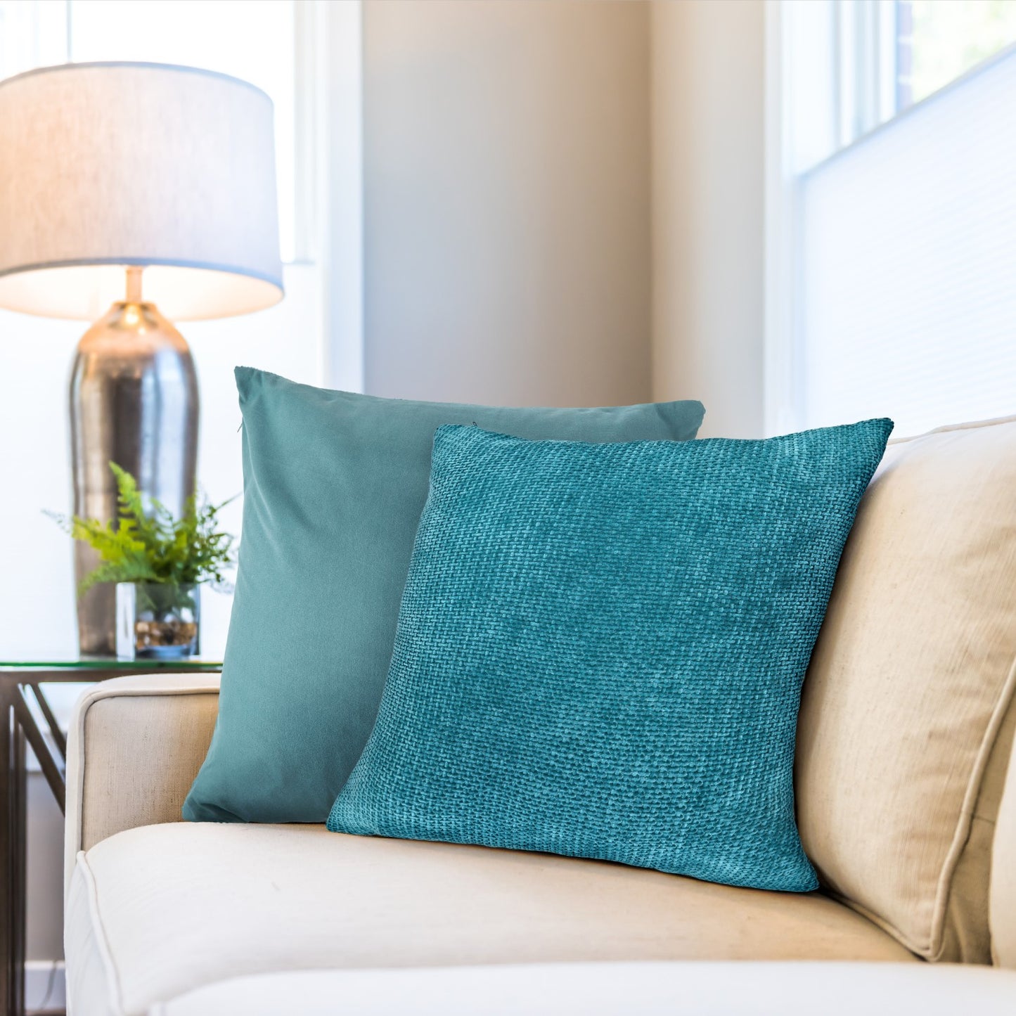 Portland Hatch Duck Egg Blue Cushion Cover Pair