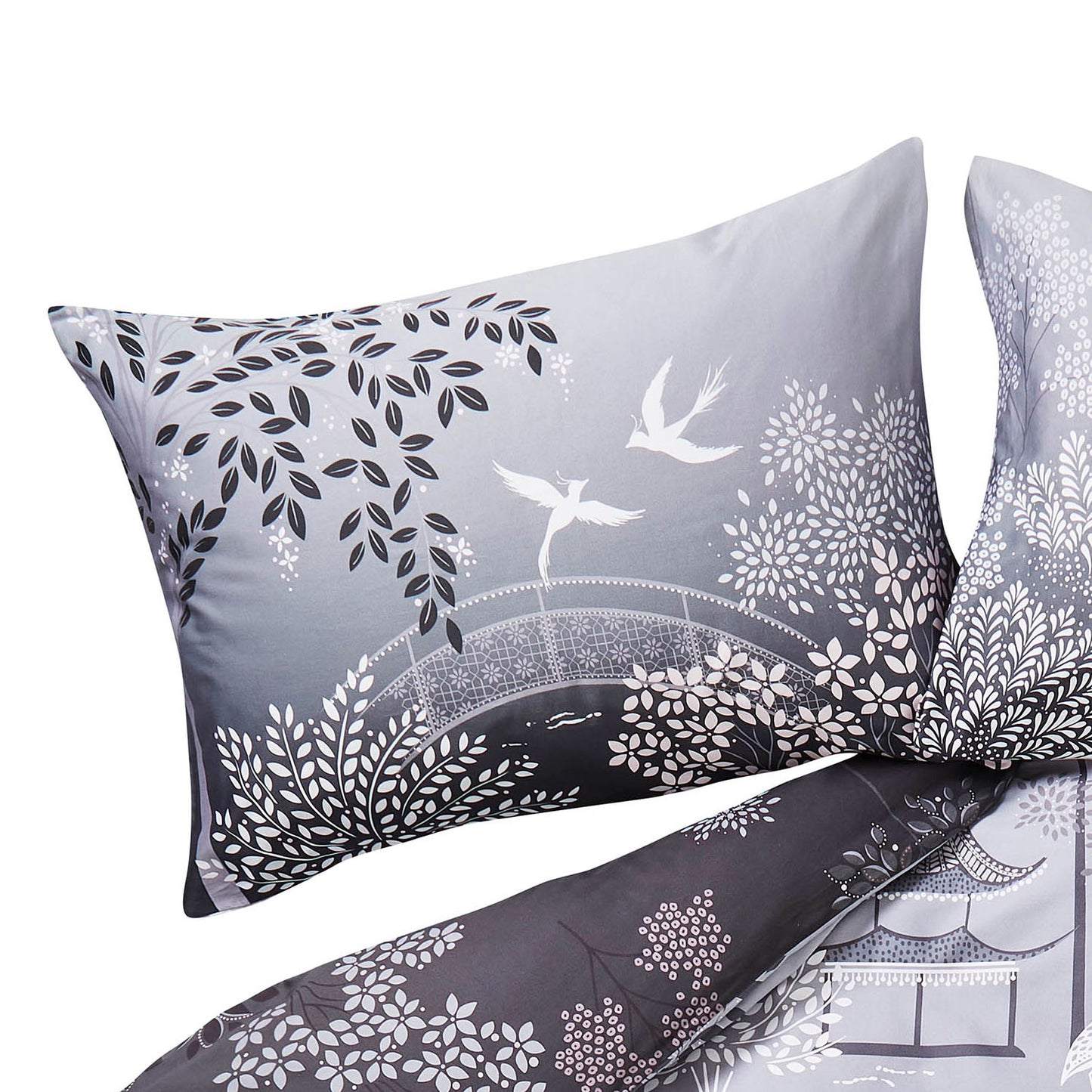 Sara Miller Pagoda Garden Blush-Grey Housewife Pillowcase Pair