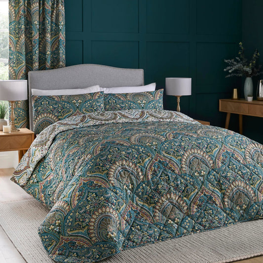 Palais Teal Quilted Bedspread