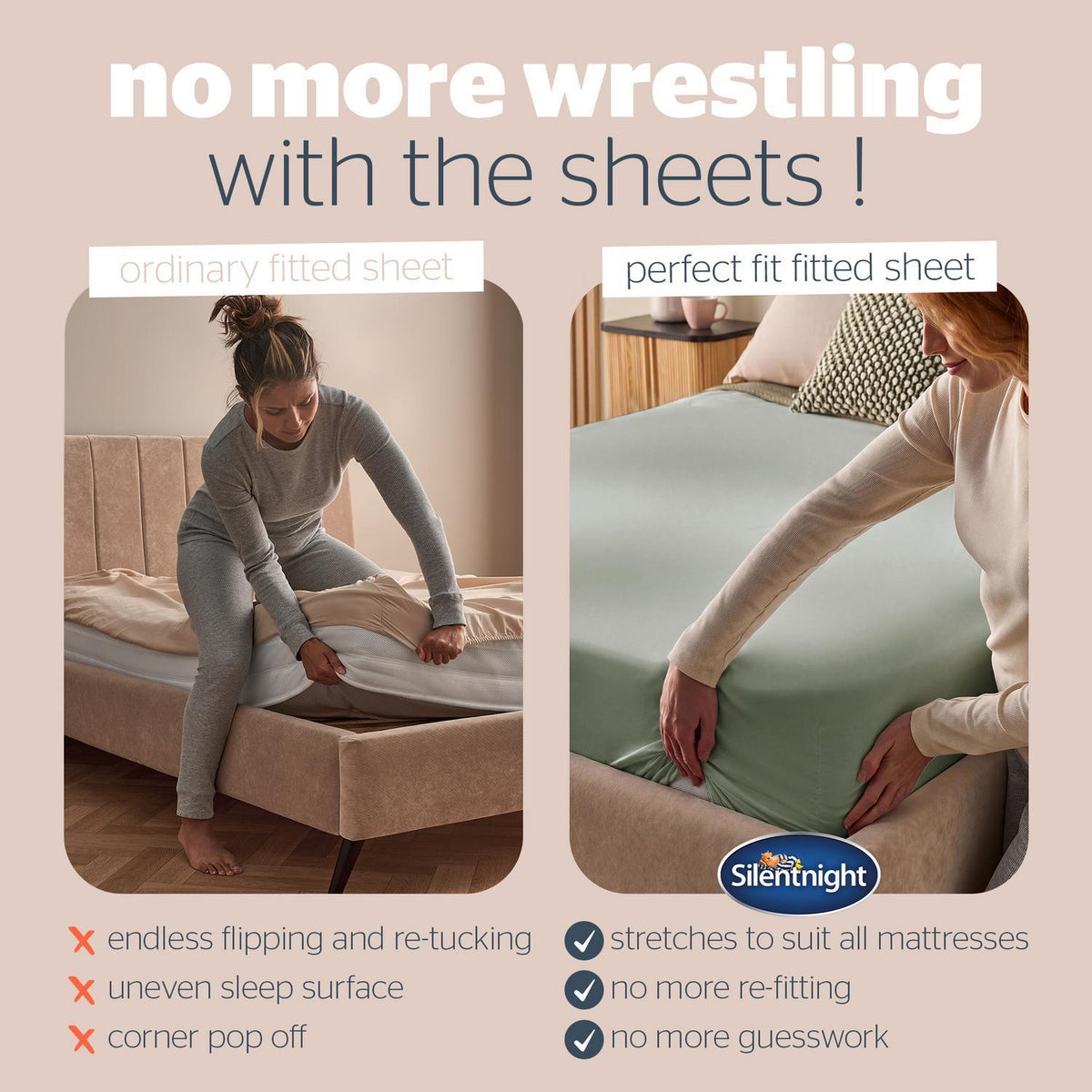 Silentnight Sage Super Soft Perfect Fit Fitted Sheet