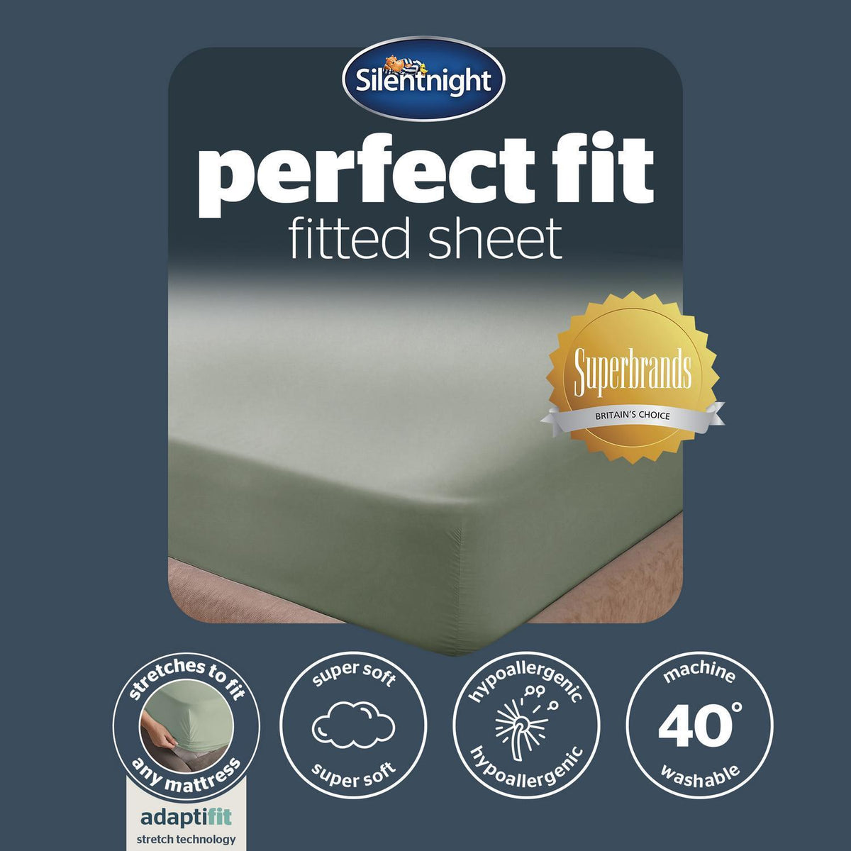 Silentnight Sage Super Soft Perfect Fit Fitted Sheet