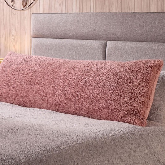 Teddy Fleece Pink Bolster Pillow