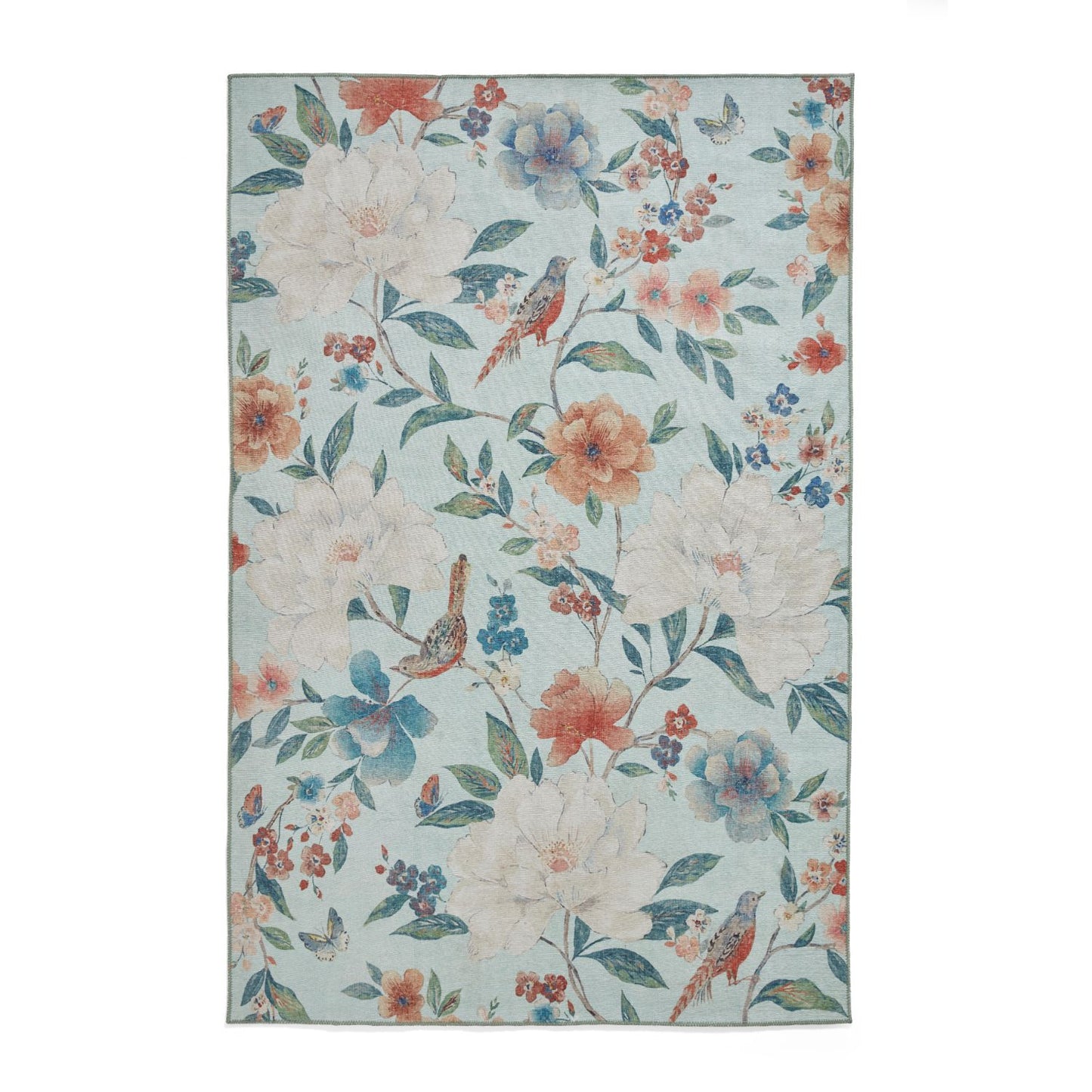 Catherine Lansfield Pipa Floral Blue Rug