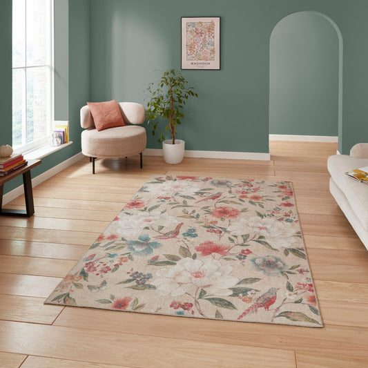 Catherine Lansfield Pipa Floral Natural Rug