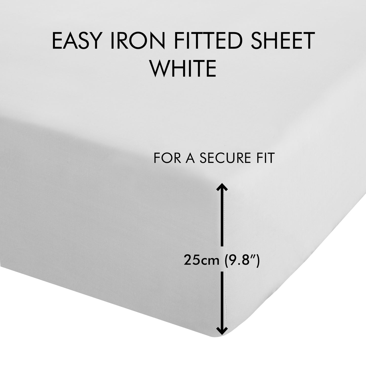 Catherine Lansfield White Easy Iron Percale (25cm) Fitted Sheet
