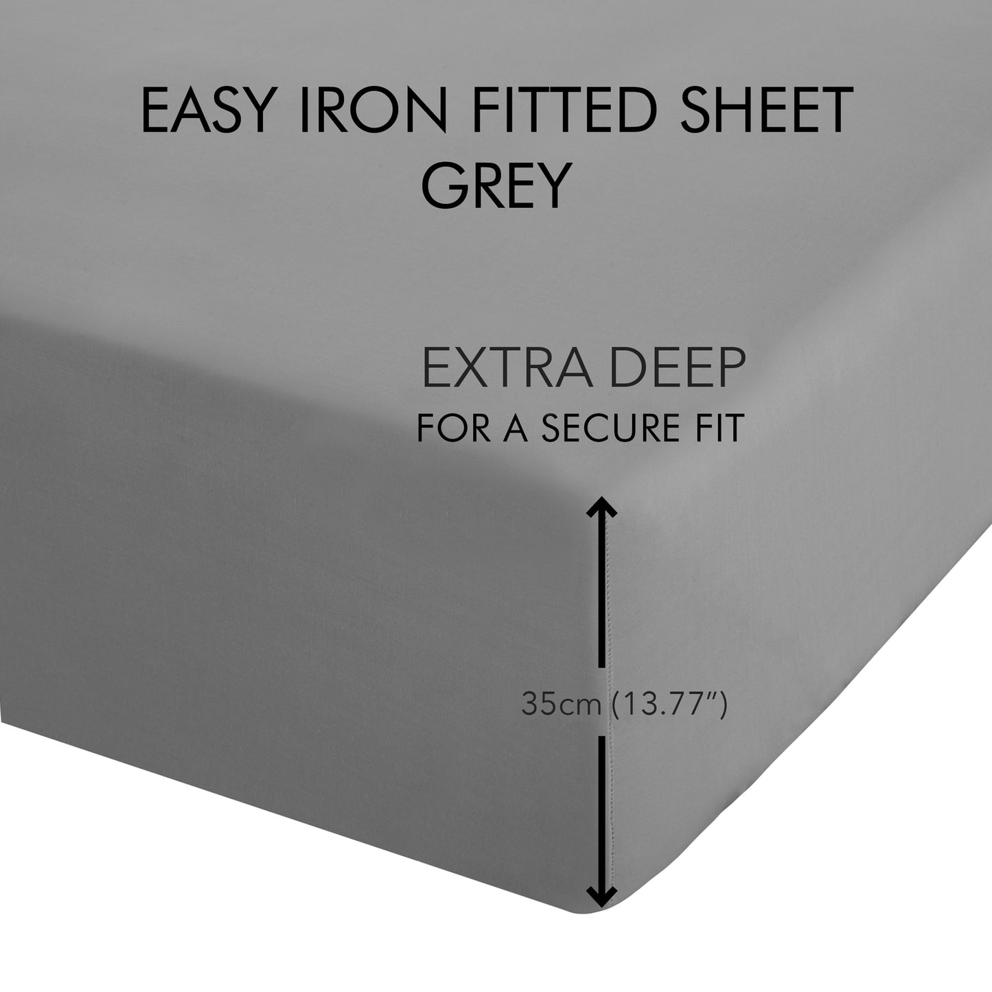 Catherine Lansfield Grey Easy Iron Percale Extra Deep (35cm) Fitted Sheet