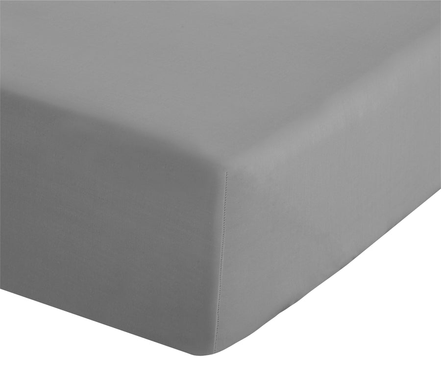 Catherine Lansfield Grey Easy Iron Percale Extra Deep (35cm) Fitted Sheet
