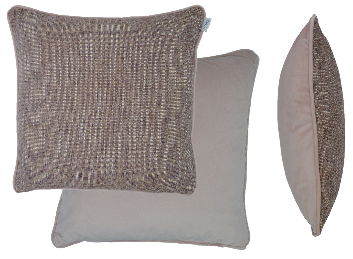 Polaris Blush Pink Textured weave Velvet Cushion (45cm x 45cm)