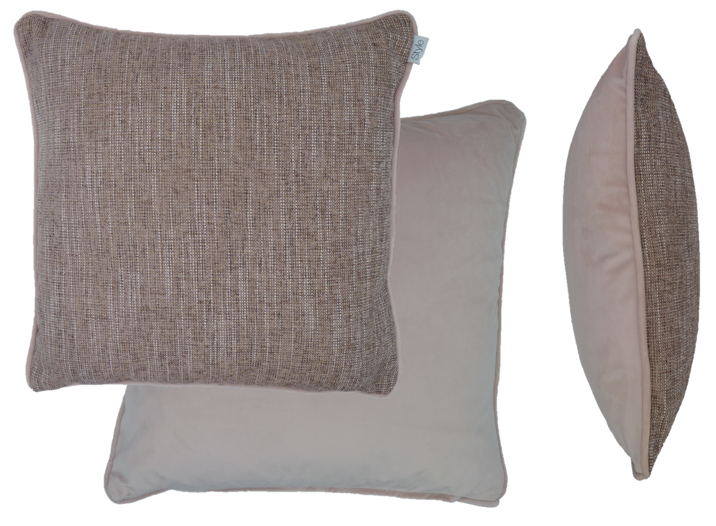 Polaris Blush Pink Textured Weave Velvet Cushion Cover (45cm x 45cm)