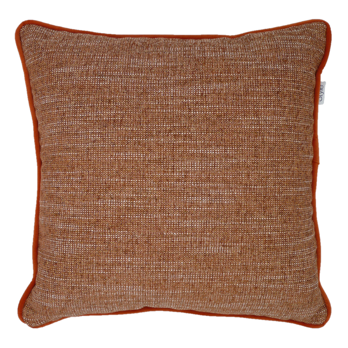 Polaris Orange Textured Weave Velvet Cushion (45cm x 45cm)