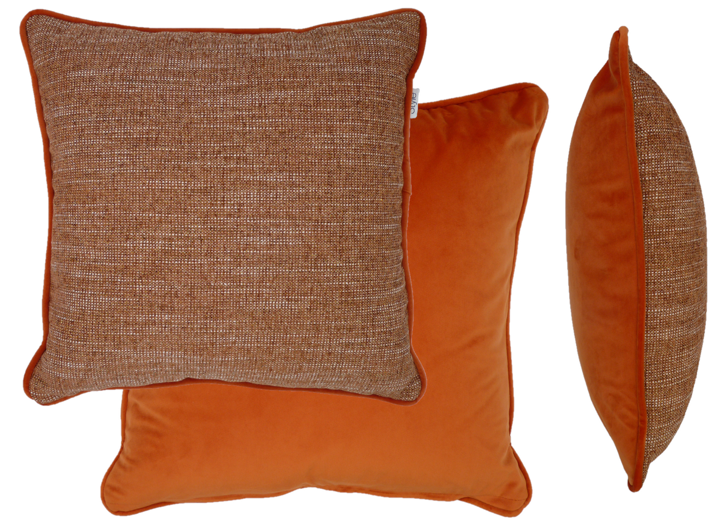 Polaris Orange Textured Weave Velvet Cushion (45cm x 45cm)