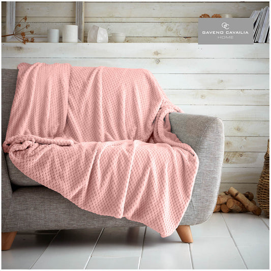 Popcorn Blush Pink Fleece Throw (150cm x 200cm)