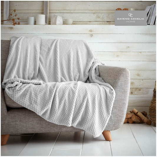 Popcorn Silver Grey Fleece Throw (150cm x 200cm)