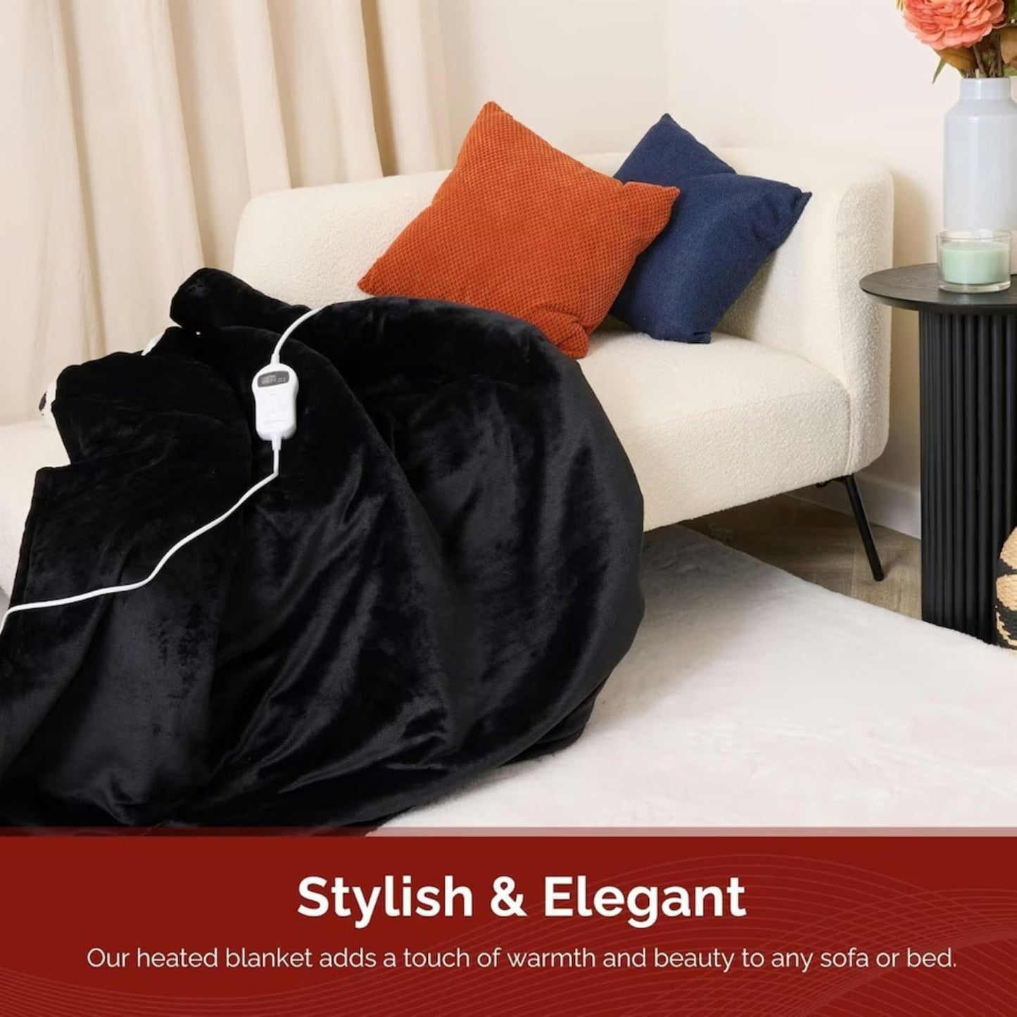 Rediffusion Cosy Snug Black Luxury Heated Throw