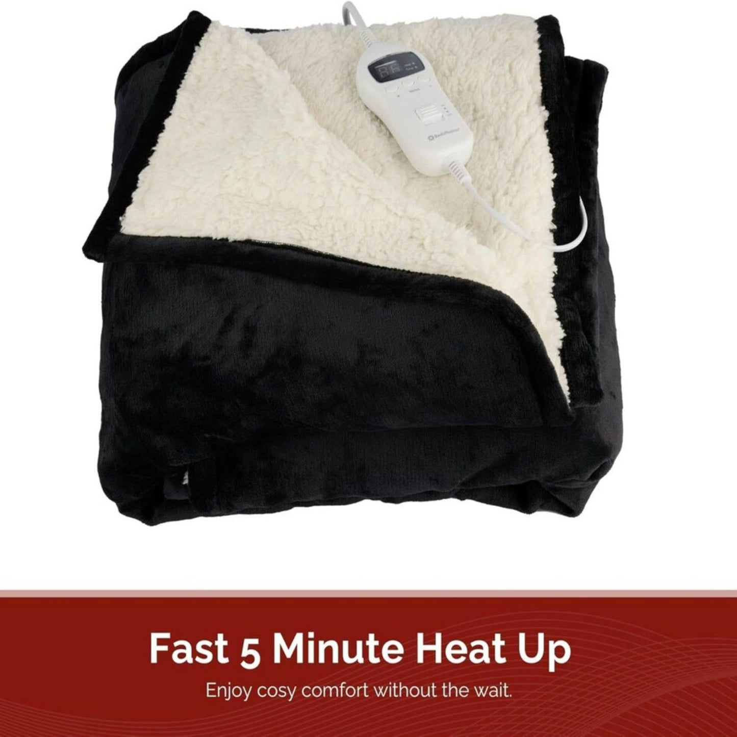 Rediffusion Cosy Snug Black Luxury Heated Throw