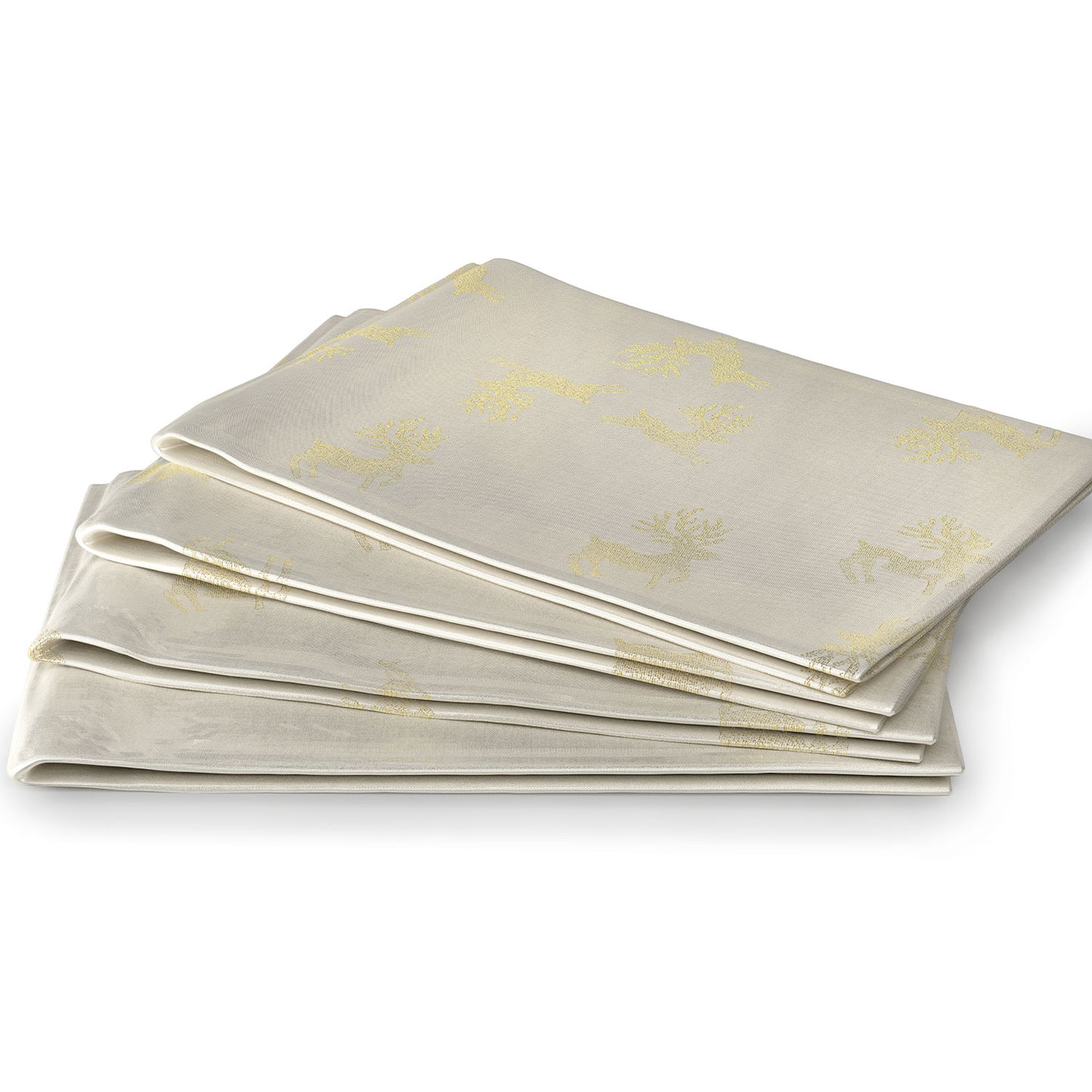 Reindeer Cream Gold Woven Jacquard Napkins (Pack of 4)