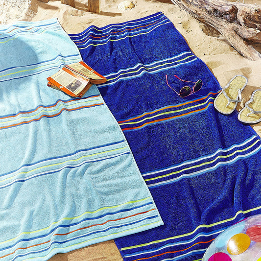 Catherine Lansfield Rainbow Light / Dark Blue Beach Towel Pair