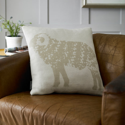 The Lyndon Company Ram Grey Soft Knitted Cushion (45cm x 45cm)