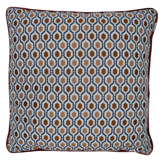 Recco Orange Spice Velvet Geometric Cushion (55cm x 55cm)