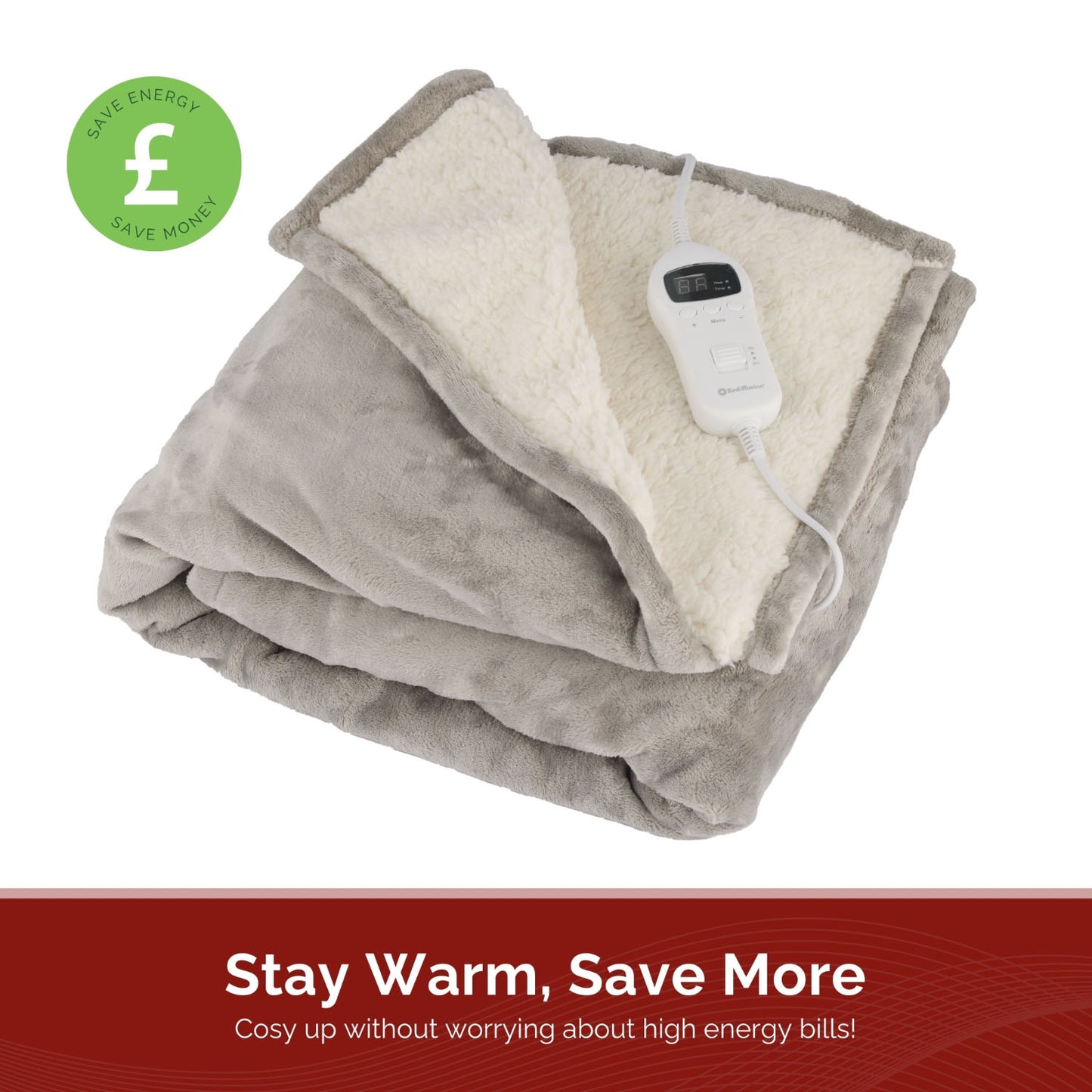 Rediffusion Cosy Snug Grey Luxury Heated Throw