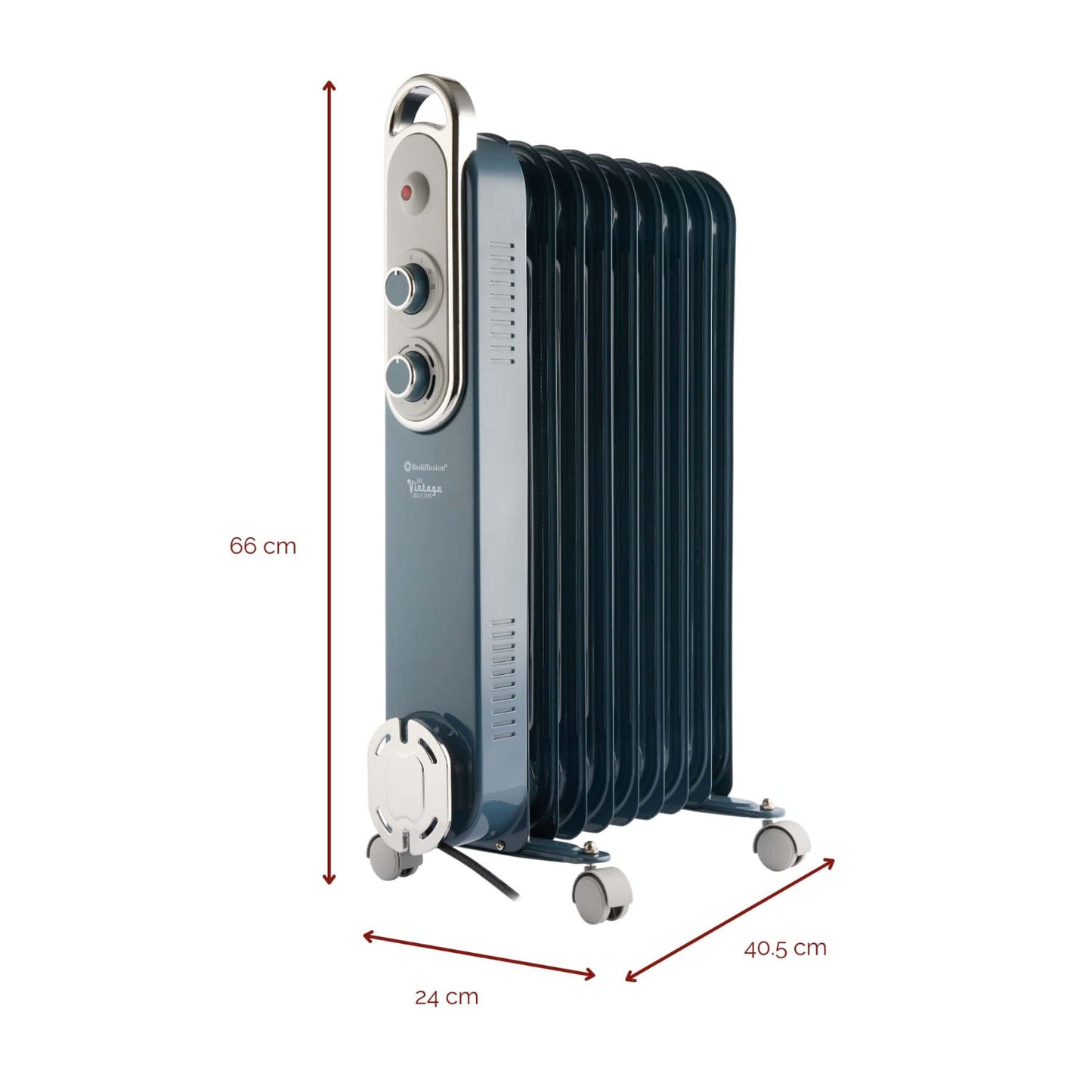 Rediffusion Vintage Blue 9 Fin Oil Filled Radiator