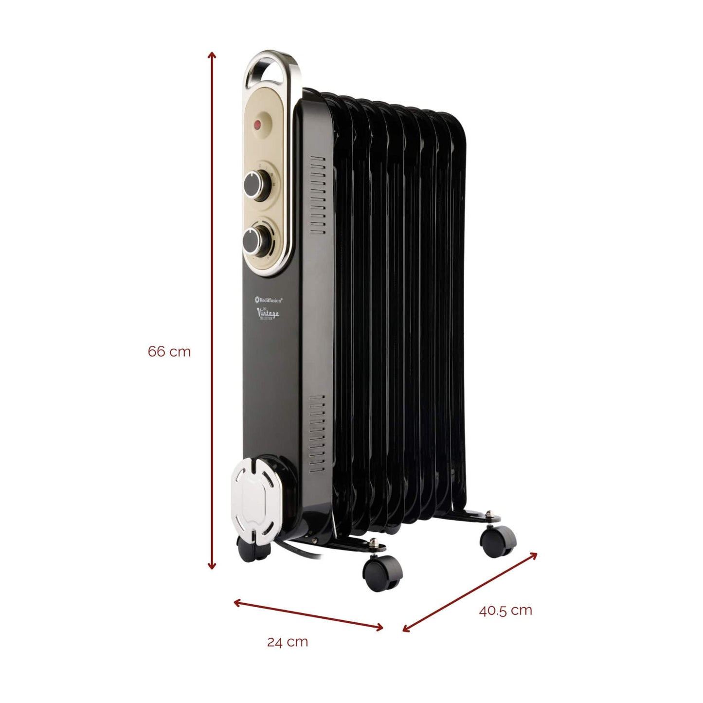 Rediffusion Vintage Black 9 Fin Oil Filled Radiator