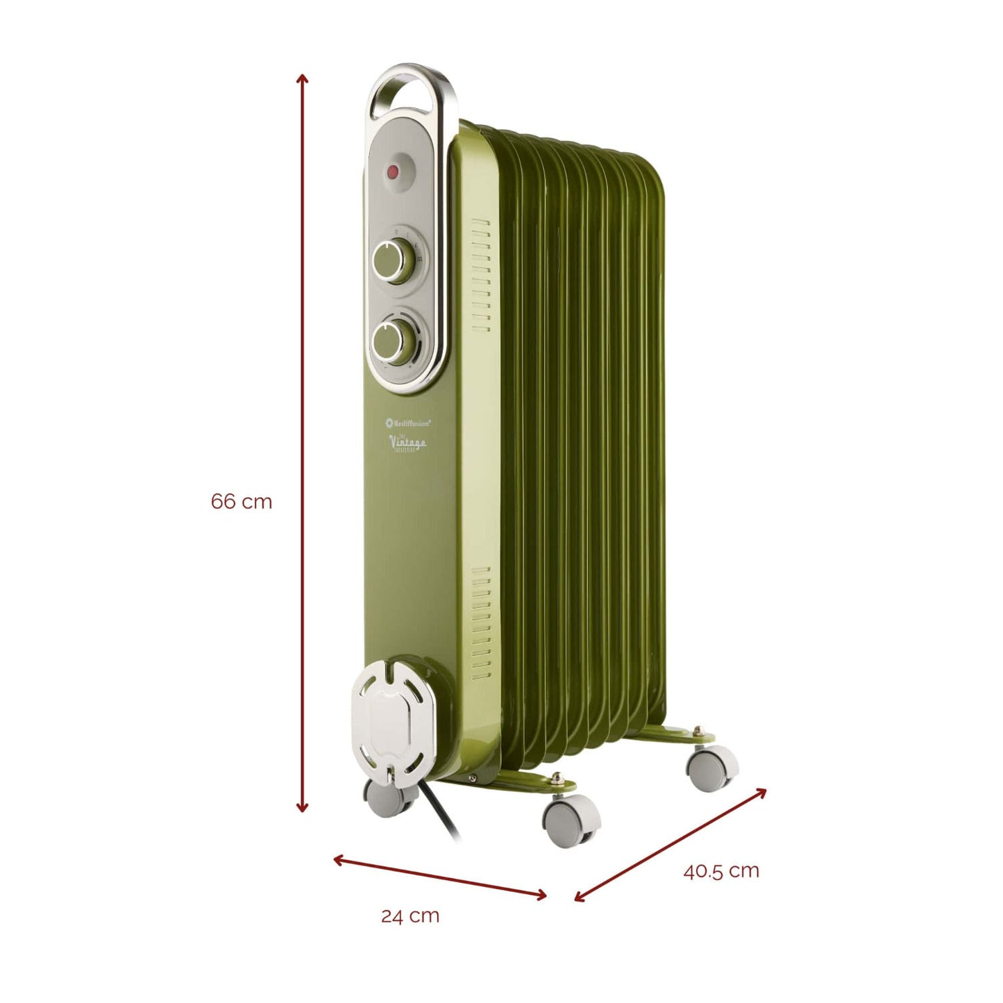 Rediffusion Vintage Green 9 Fin Oil Filled Radiator