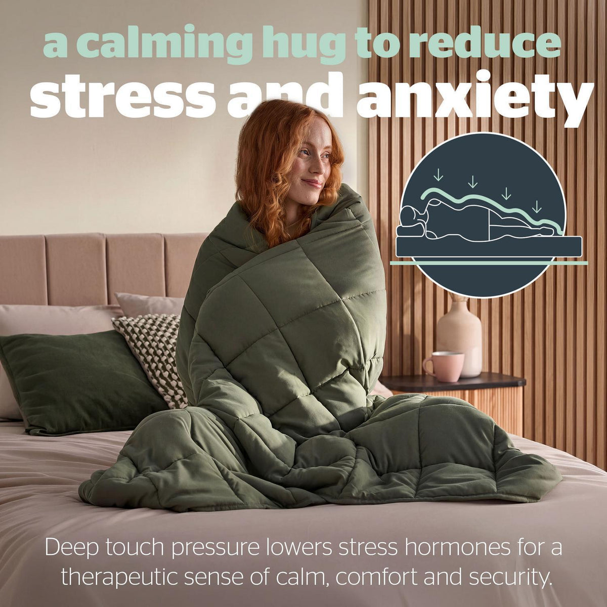 Silentnight Olive/Oyster Adult Weighted Blanket 6.8kg
