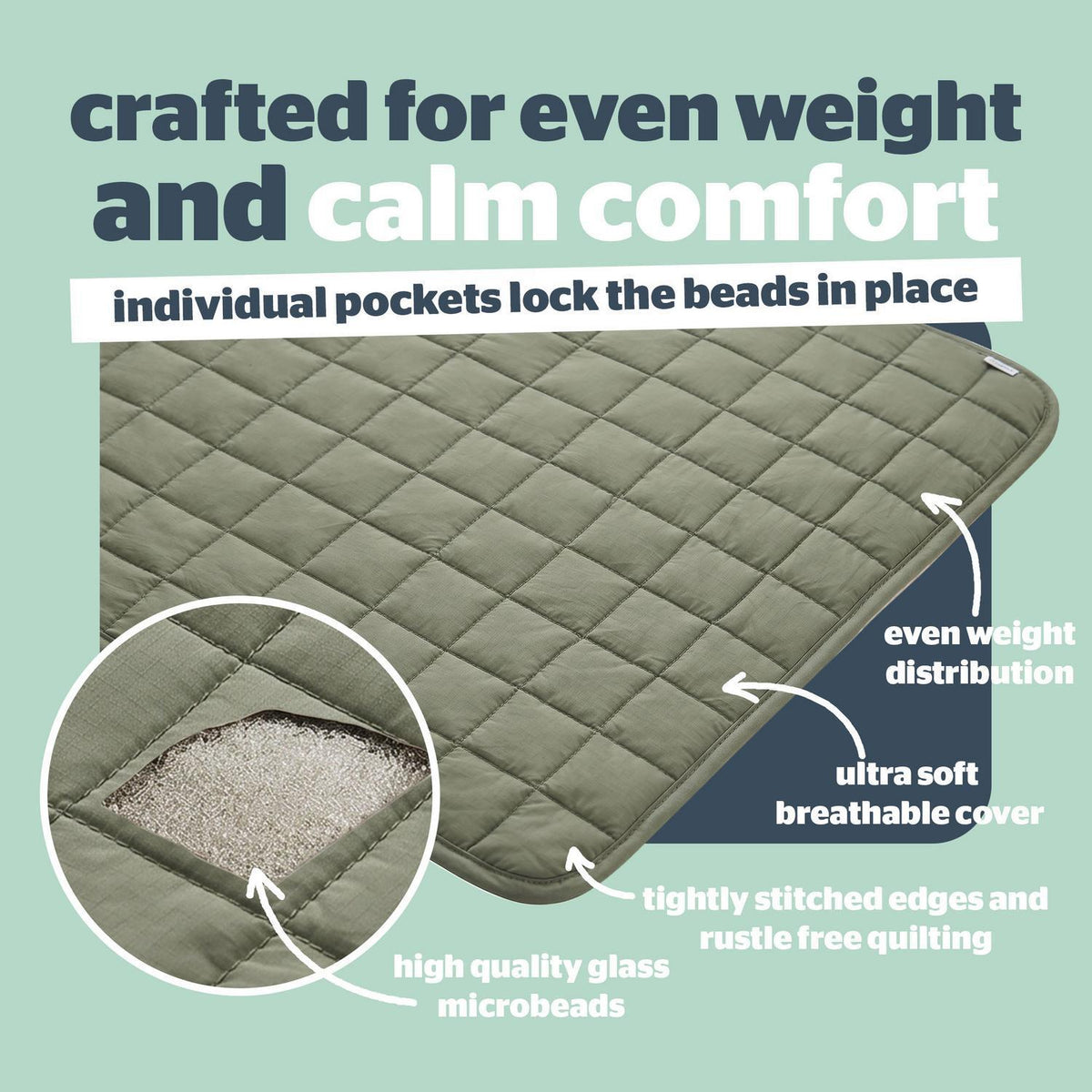 Silentnight Olive/Oyster Adult Weighted Blanket 6.8kg