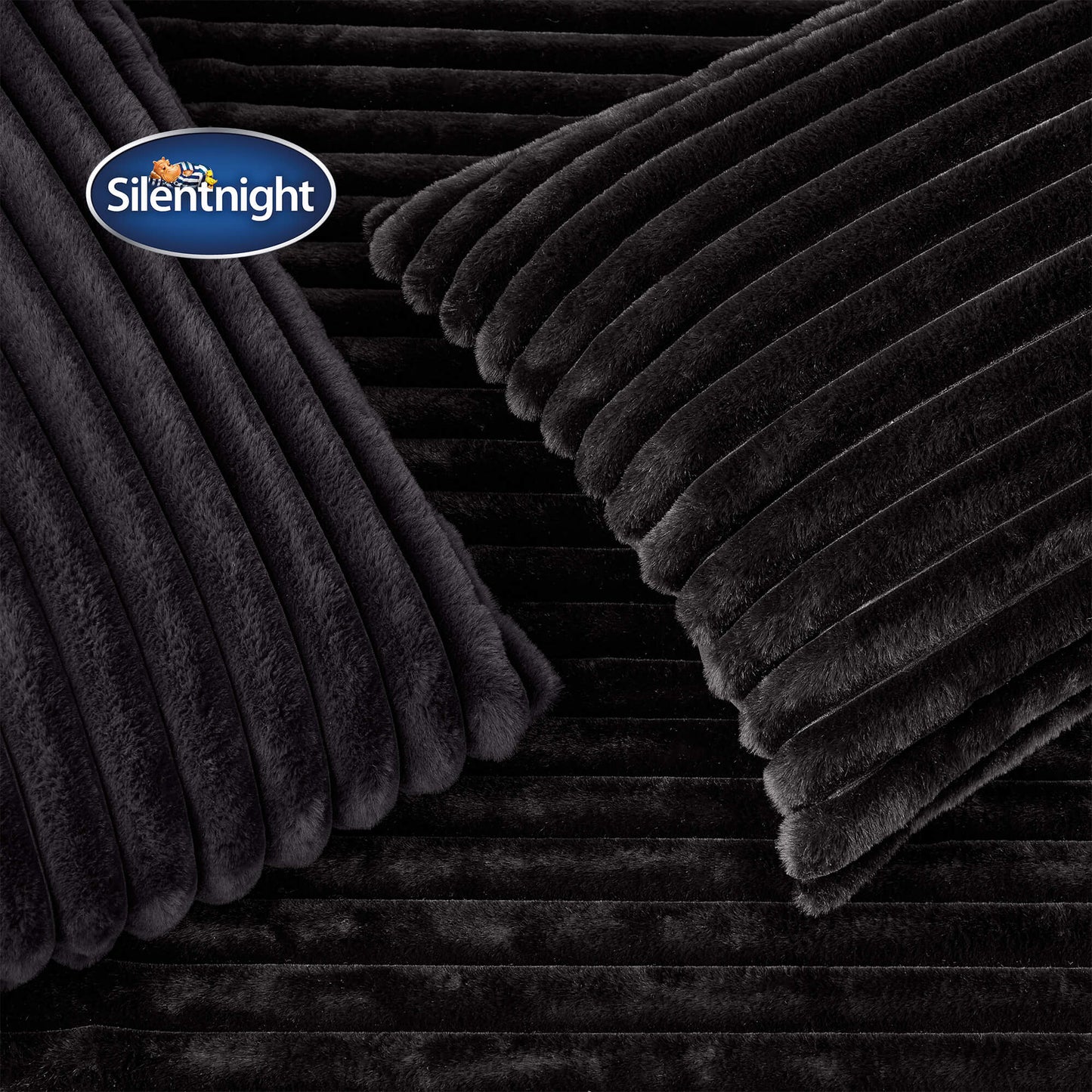 Silentnight Faux Fur Black Reversible Duvet Set