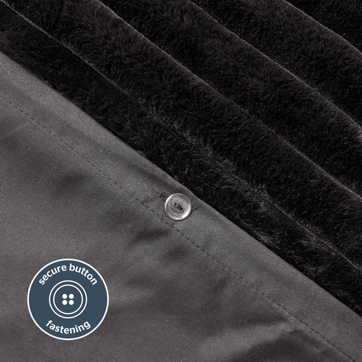 Silentnight Faux Fur Black Reversible Duvet Set