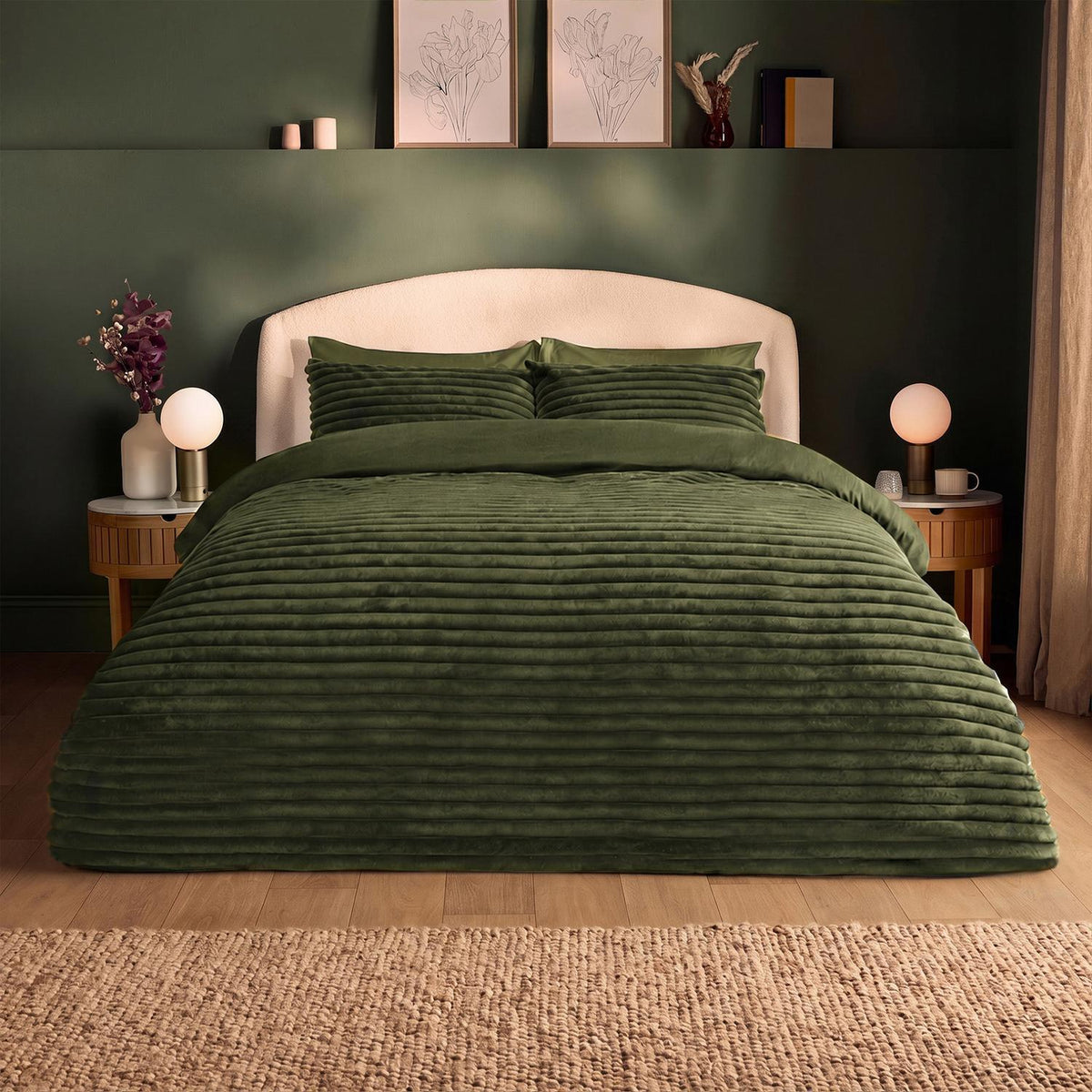 Silentnight Faux Fur Moss Duvet Set