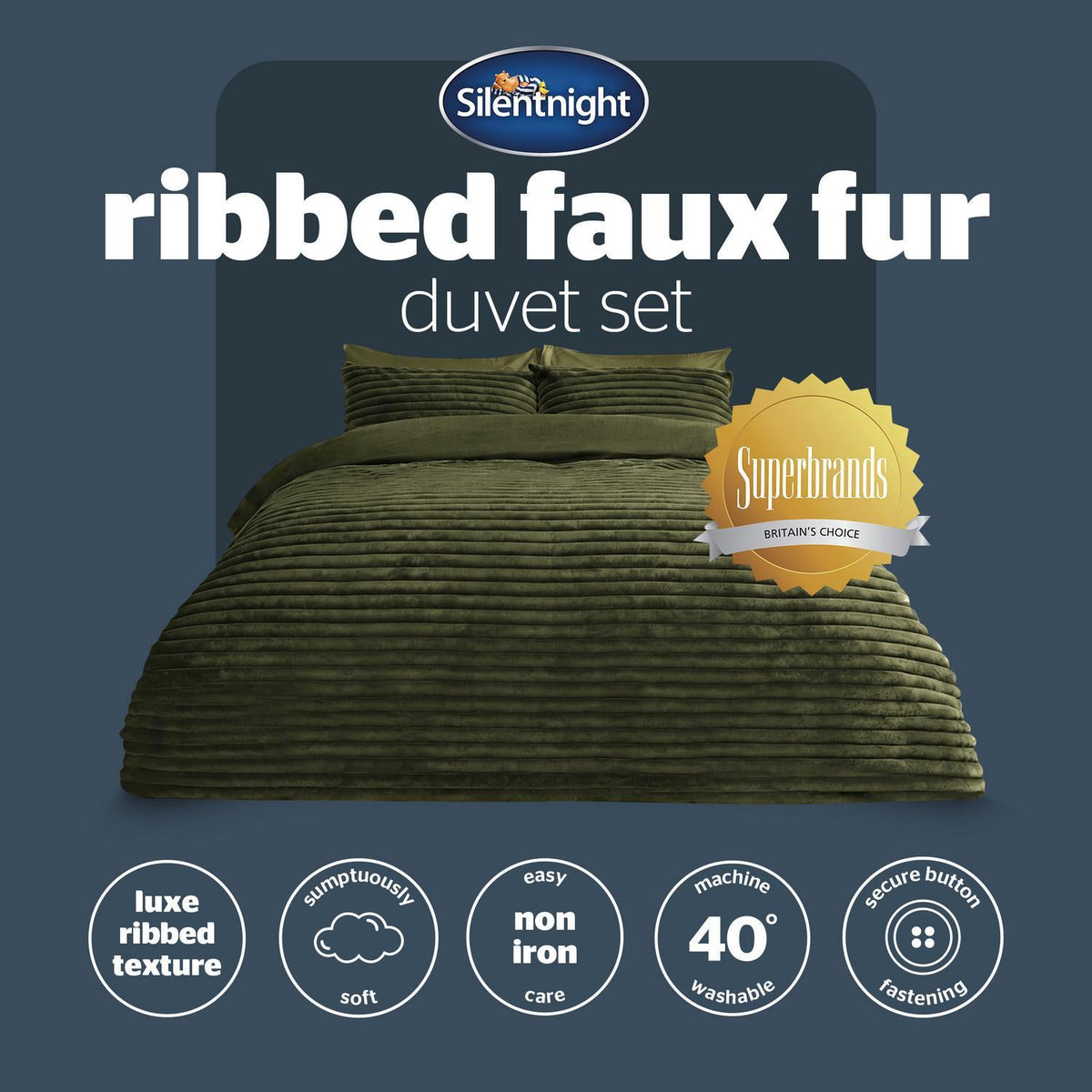 Silentnight Faux Fur Moss Duvet Set