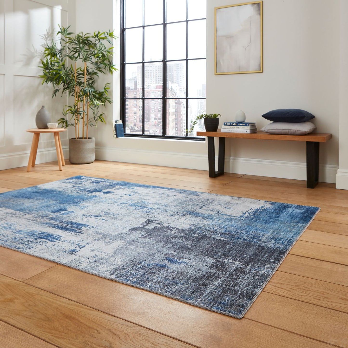 Rio G5536 Grey and Blue Modern Abstract Rug