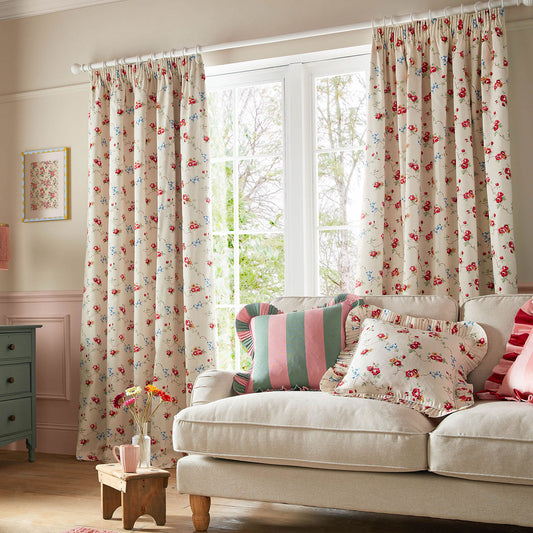 Cath Kidston Rose And Bows Blackout Pencil Pleat Curtains