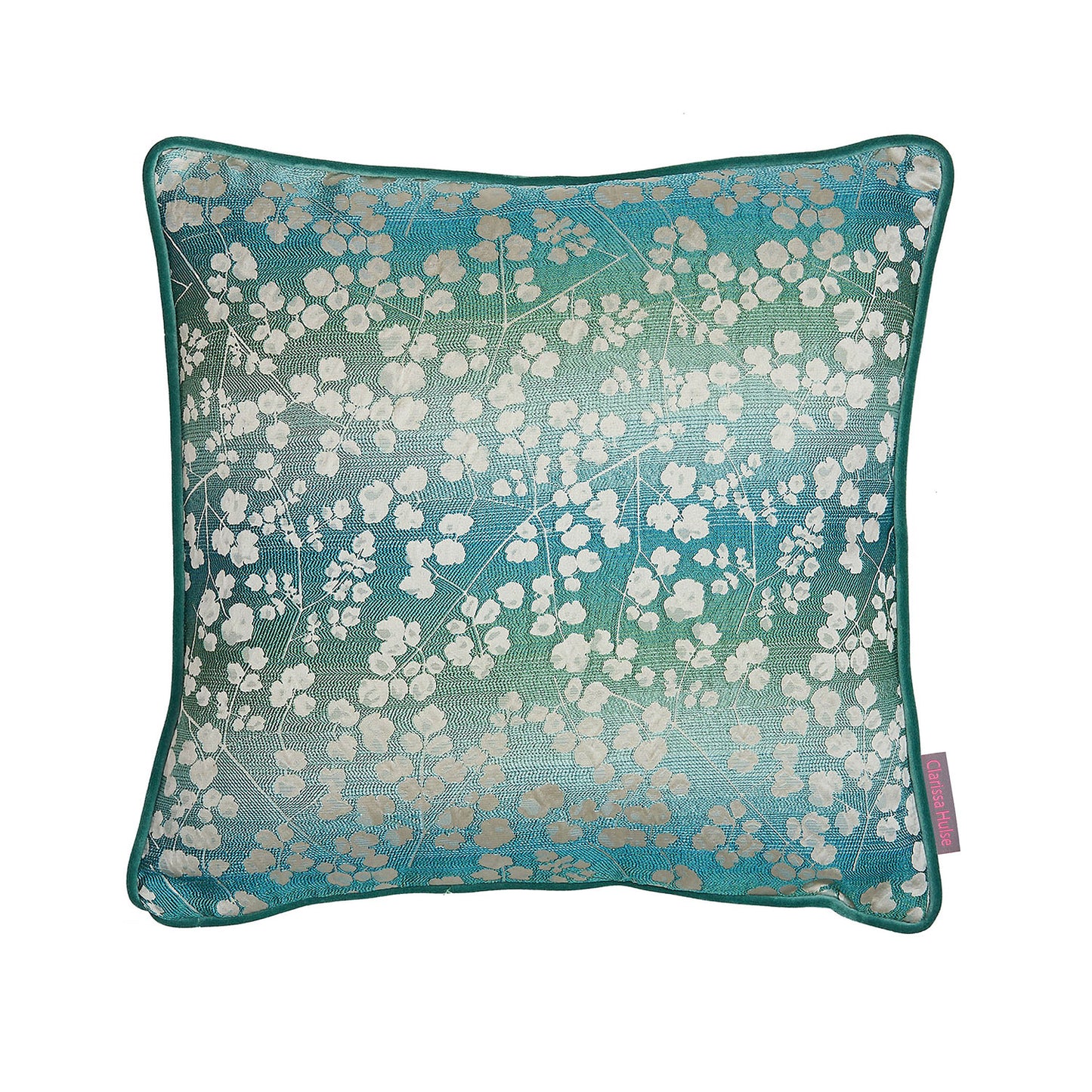 Clarissa Hulse Rue Verdigris Velvet Cushion (43cm x 43cm)