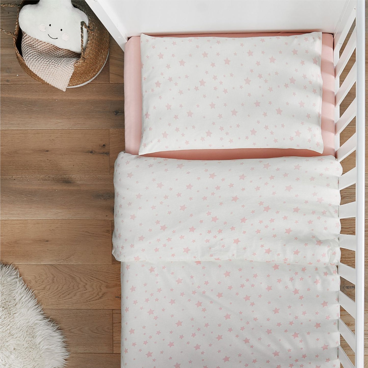 Silentnight Safe Nights Pink Star 100% Cotton Cot Bed Duvet Set