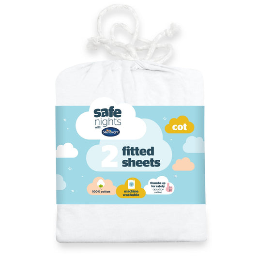 Silentnight Safe Nights White Cotton Baby Fitted Sheet (2 Pack)
