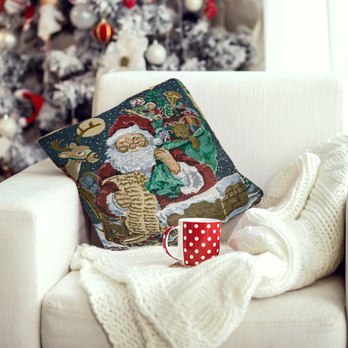 Santa Tapestry Cushion Cover (Pair)