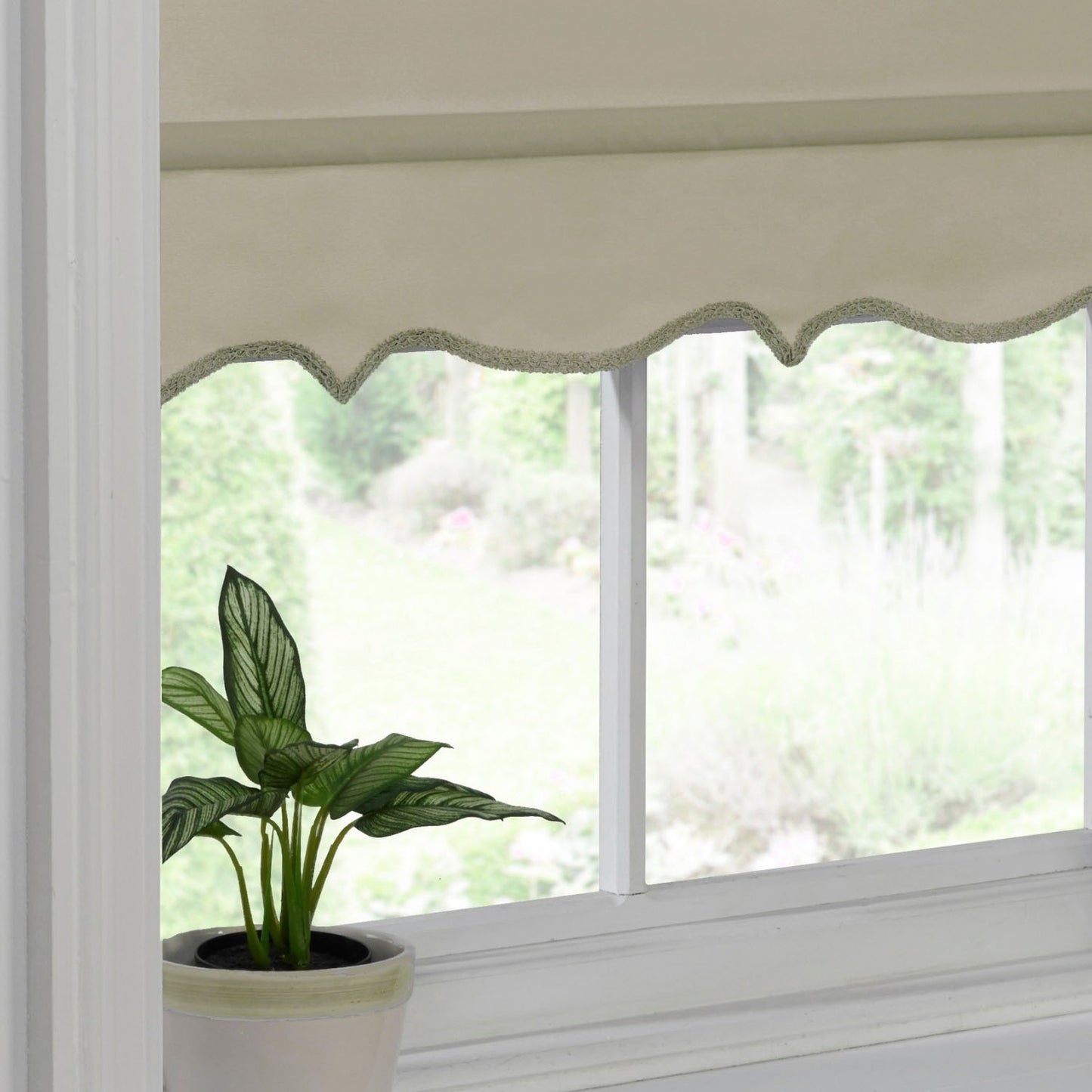 Cream Taupe Scalloped Roller Blind