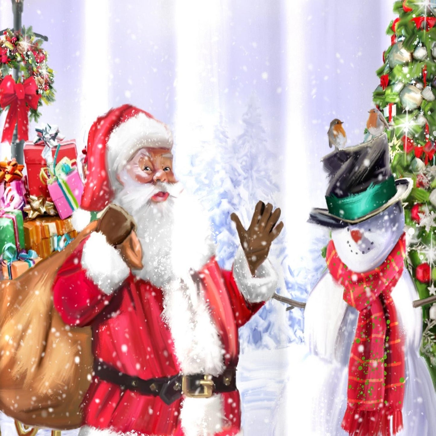 Santa & Snowy Eyelet Single Panel Door Curtain