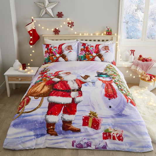 Santa & Snowy Traditional Christmas Duvet Set
